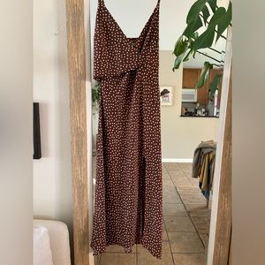 UO Kelly slip midi brown dress with polka dots S